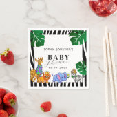 Modern Black and White Stripe Safari Baby Shower Serviette (Beispiel)