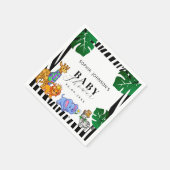 Modern Black and White Stripe Safari Baby Shower Serviette (Ecke)