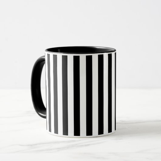 Modern Black and White Striped Combo Mug Tasse (Vorderseite Links)