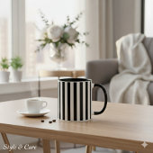 Modern Black and White Striped Combo Mug Tasse