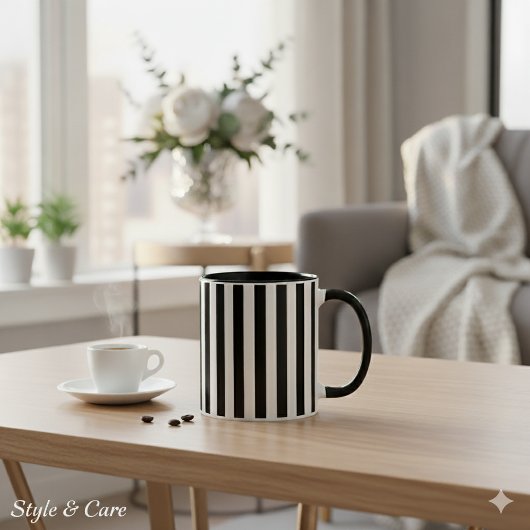 Modern Black and White Striped Combo Mug Tasse