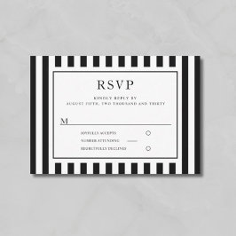 Modern Black And White Stripes Wedding  RSVP Karte