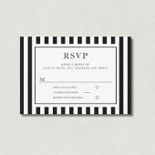 Modern Black And White Stripes Wedding  RSVP Karte