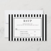 Modern Black And White Stripes Wedding RSVP Karte (Vorderseite)