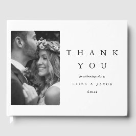 Modern Black and White Typography Photo Wedding Gästebuch