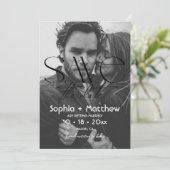 Modern Black and White Wedding Photo Save The Date (Stehend Vorderseite)