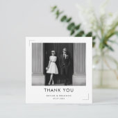 Modern Black and White Wedding Photo Square Dankeskarte (Stehend Vorderseite)
