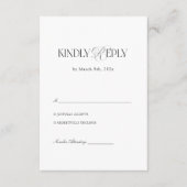 Modern Black and White Wedding Response  Begleitkarte (Vorderseite)