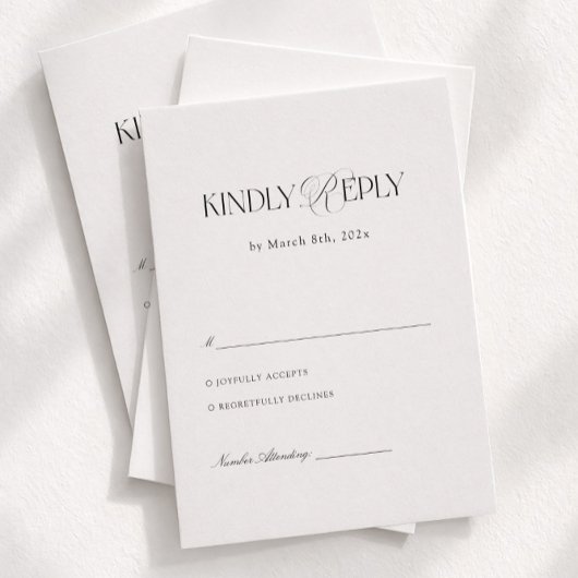 Modern Black and White Wedding Response  Begleitkarte