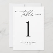 Modern Black and White Wedding Table Number Cards Einladung (Rückseite)