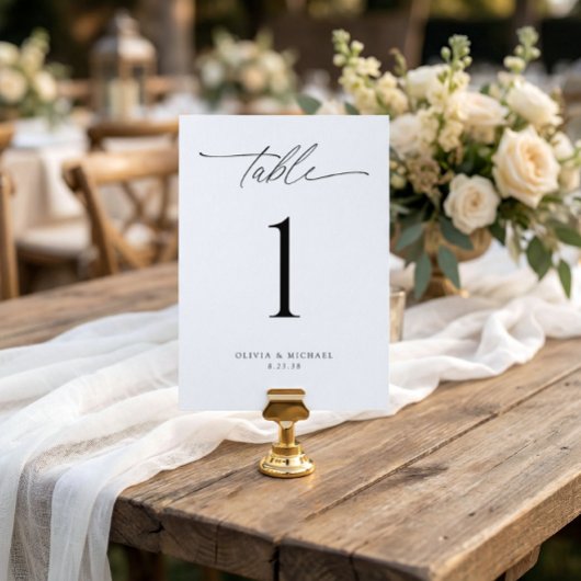 Modern Black and White Wedding Table Number Cards Einladung