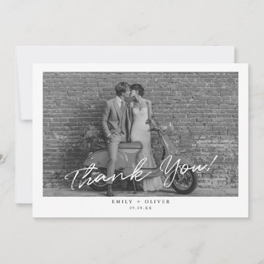 Modern Black and White Wedding Thank You Card Dankeskarte (Vorderseite)