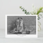 Modern Black and White Wedding Thank You Card Dankeskarte (Stehend Vorderseite)