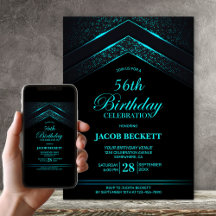 Modern Black Aquamarin Birthday Party