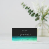 Modern Black Aquamarin Green Ombre Pattern Shadow  Visitenkarte (Stehend Vorderseite)