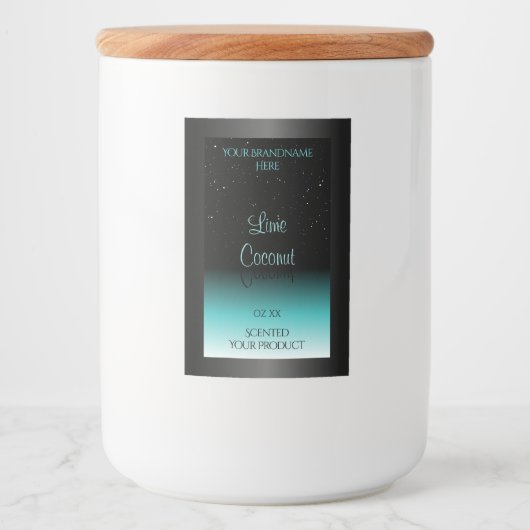 Modern Black Aquamarin Ombre Product Label Soft Gl Lebensmitteletikett (Vorderseite)