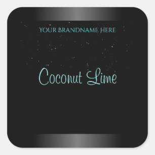 Modern Black Aquamarin Ombre Product Label Soft Gl Quadratischer Aufkleber