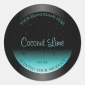 Modern Black Aquamarin Ombre Product Label Soft Gl Runder Aufkleber (Vorderseite)