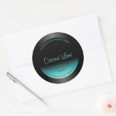 Modern Black Aquamarin Ombre Product Label Soft Gl Runder Aufkleber (Umschlag)
