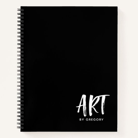 Modern Black Artist Sketchbook mit Name Notebook Notizblock (Vorderseite)