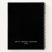 Modern Black Artist Sketchbook mit Name Notebook Notizblock (Rückseite)