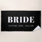 Modern Black Bachelorette Future Frau Bride Strandtuch (Vorderseite)