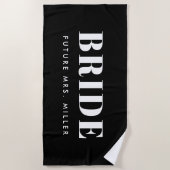 Modern Black Bachelorette Future Frau Bride Strandtuch (Vorderseite)