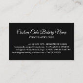 Modern Black Bakery Woman Cake Service Visitenkarte (Rückseite)