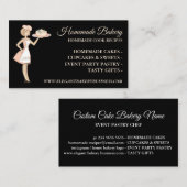 Modern Black Bakery Woman Cake Service Visitenkarte (Vorne/Hinten)