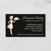 Modern Black Bakery Woman Cake Service Visitenkarte (Vorderseite)