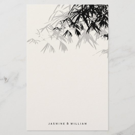 Modern Black Bamboo Zen Asian Wedding Stationery Briefpapier (Vorderseite)
