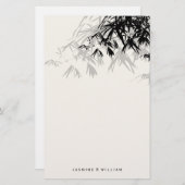 Modern Black Bamboo Zen Asian Wedding Stationery Briefpapier (Vorne/Hinten)