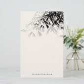 Modern Black Bamboo Zen Asian Wedding Stationery Briefpapier (Stehend Vorderseite)
