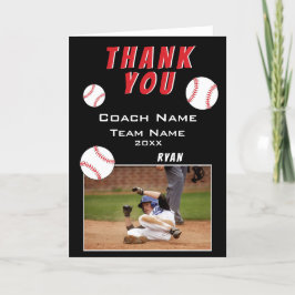 Modern Black Baseball Vielen Dank Coach Foto Card Dankeskarte
