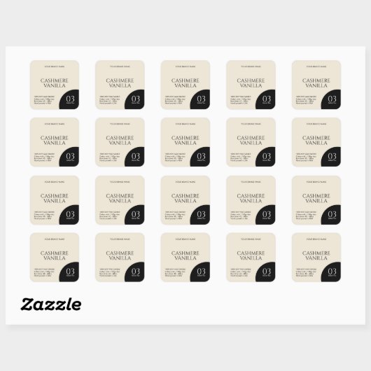Modern black beige candle label sticker (Blatt)