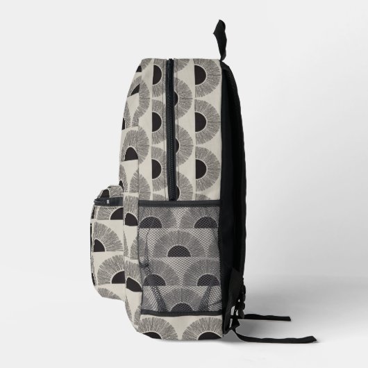 Modern Black & Beige Sunset Abstract Art Monogram Bedruckter Rucksack (Rechts)