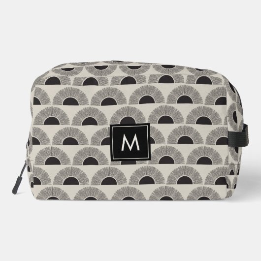 Modern Black & Beige Sunset Abstract Art Monogram Waschbeutel (Rückseite)