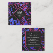 Modern Black Berry Pink Blue Glitzer Marmor Makeup Quadratische Visitenkarte (Vorne/Hinten)
