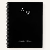 Modern Black Beruflich 2 Monogram Initial Basic Notizblock (Vorderseite)