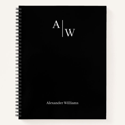 Modern Black Beruflich 2 Monogram Initial Basic Notizblock (Vorderseite)