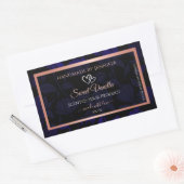 Modern Black Blue Floral Product Labels Rose Gold Rechteckiger Aufkleber (Umschlag)