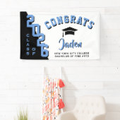 Modern Black Blue White 2023 Graduation Party Banner (Insitu)