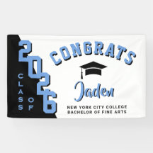 Modern Black Blue White 2023 Graduation Party