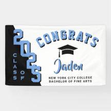 Modern Black Blue White 2023 Graduation Party