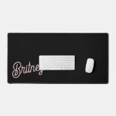 Modern Black Blush Dusty Pink Monogram Name Schreibtischunterlage (Tastatur & Maus)