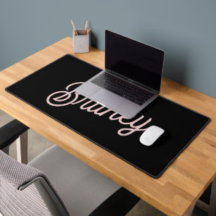 Modern Black Blush Dusty Pink Monogram Name Schreibtischunterlage