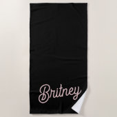 Modern Black Blush Dusty Pink Monogram Name Strandtuch (Vorderseite)
