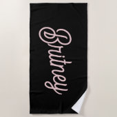 Modern Black Blush Dusty Pink Monogram Name Strandtuch (Vorderseite)