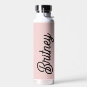Modern Black Blush Dusty Pink Monogram Name Trinkflasche (Links)