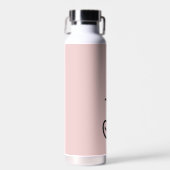 Modern Black Blush Dusty Pink Monogram Name Trinkflasche (Vorne)